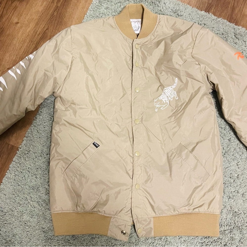 Ripndip Beige Bomber Jacket with Embroidered Details